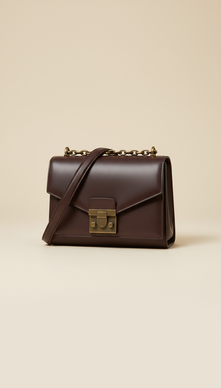 Deep Espresso Structured Shoulder Bag